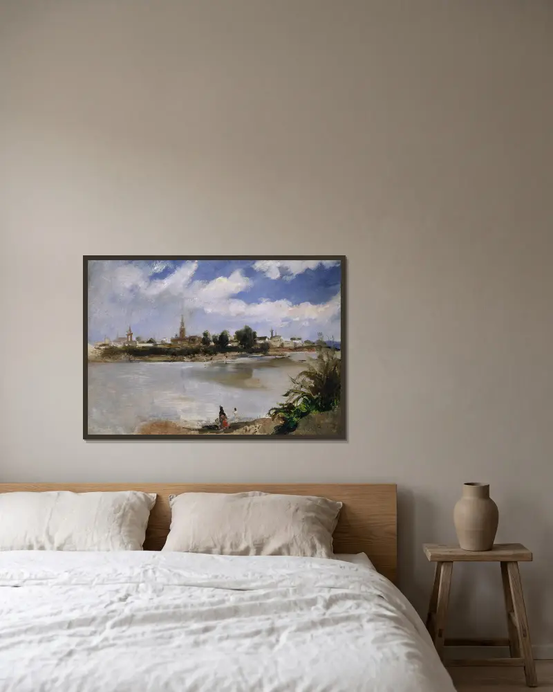 View of Seville Across the Guadalquivir av Frank Buchser inramad på en vägg