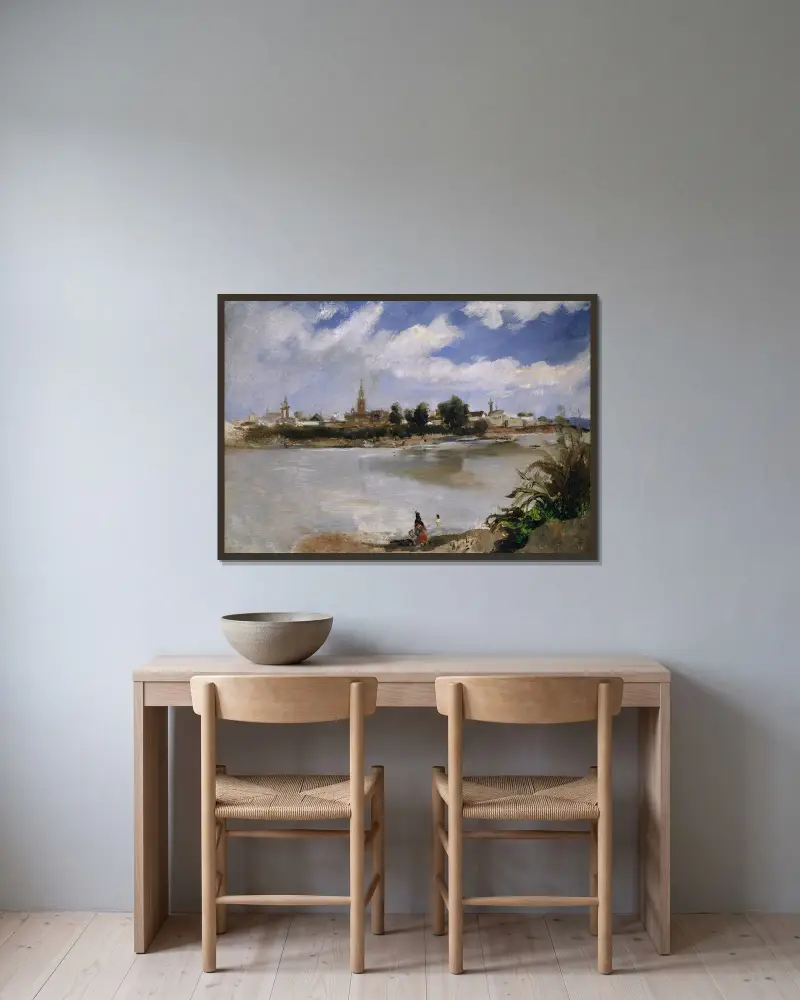 View of Seville Across the Guadalquivir av Frank Buchser inramad på en vägg
