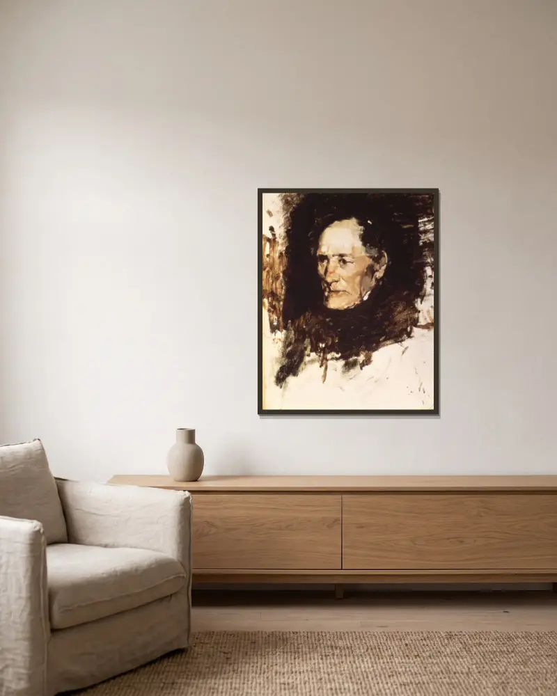 Porträtt av en gammal man av Frank Duveneck inramad på en vägg