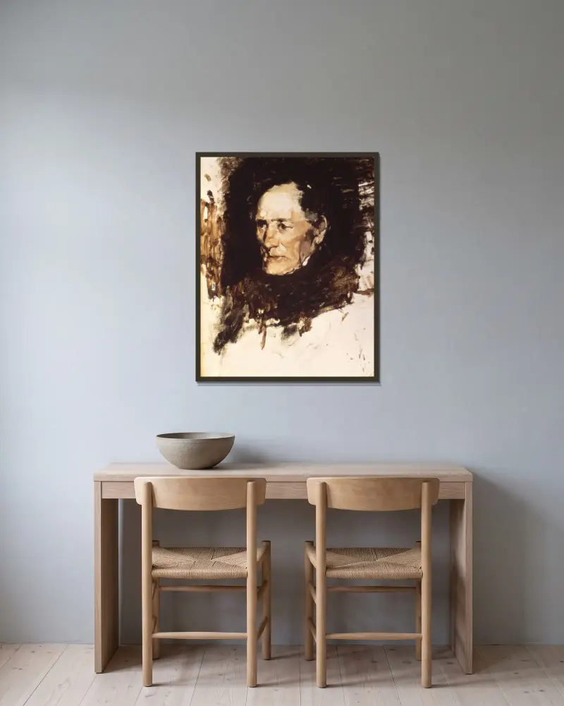 Porträtt av en gammal man av Frank Duveneck inramad på en vägg