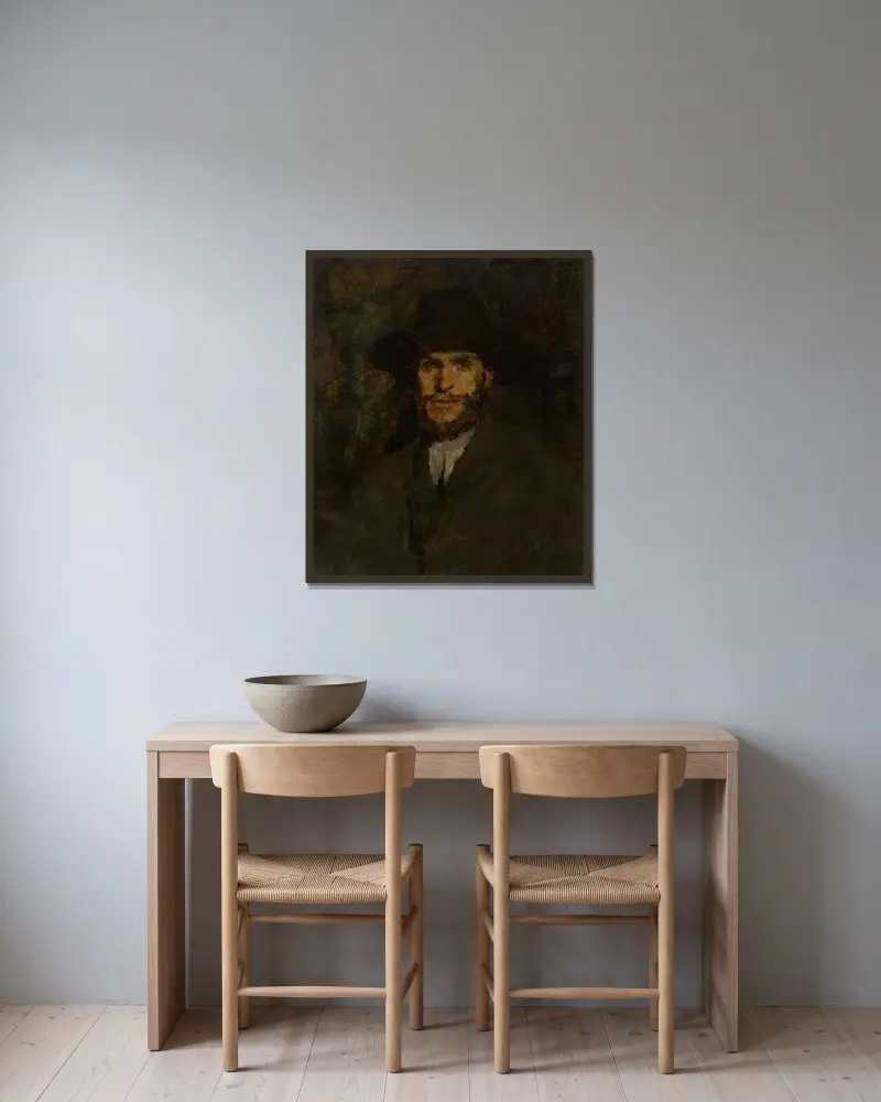 J. Frank Currier (1843–1909) av Frank Duveneck inramad på en vägg