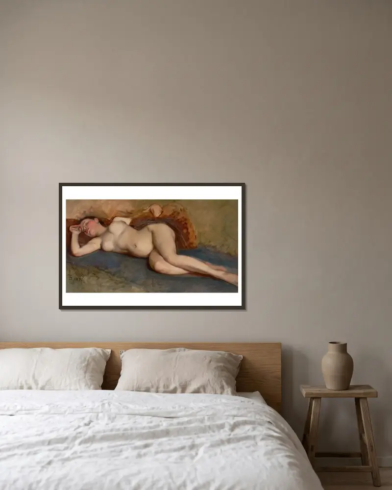 Ležící akt, Frank Duveneck v rámu na stěně