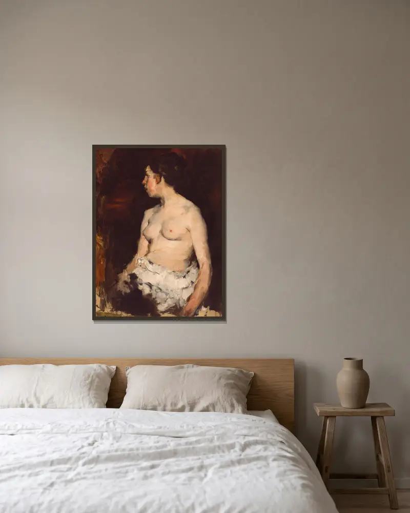 Sedící akt, Frank Duveneck v rámu na stěně