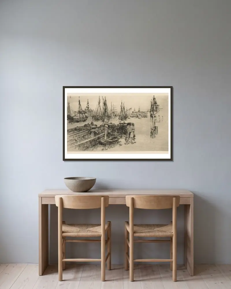 Lodní doprava – u Giudeccy, Frank Duveneck v rámu na stěně