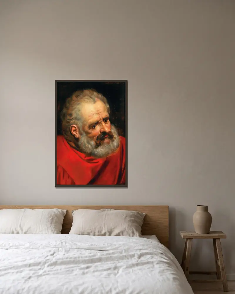 A Bearded Old Man In A Red Cloak av Frans Floris inramad på en vägg