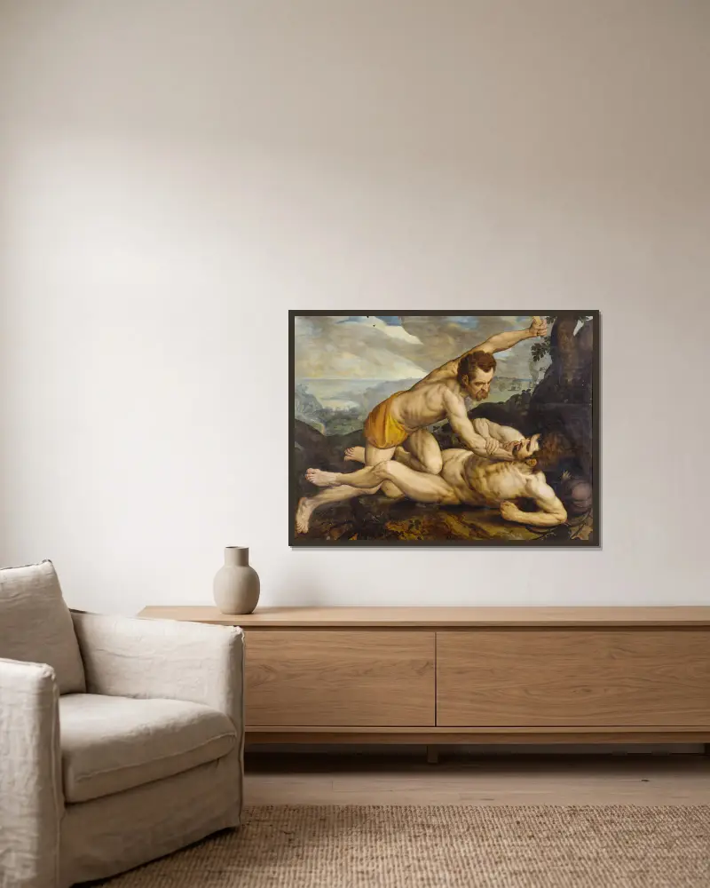 Kain und Abel von Frans Floris gerahmt an einer Wand