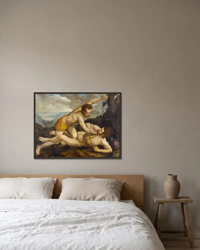 Kain und Abel von Frans Floris gerahmt an einer Wand