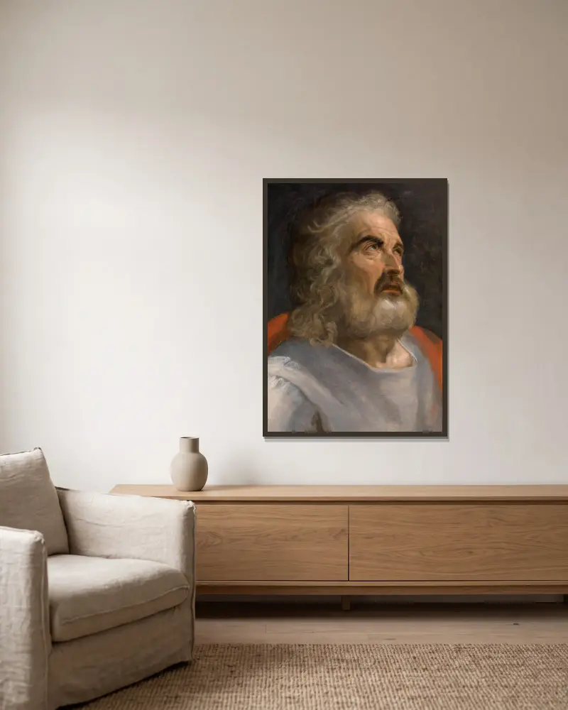 Mann mit Bart von Frans Floris gerahmt an einer Wand