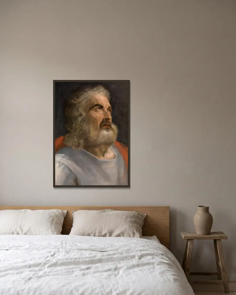 Mann mit Bart von Frans Floris gerahmt an einer Wand