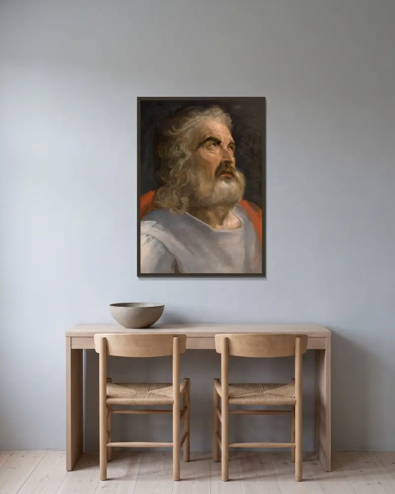 Mann mit Bart von Frans Floris gerahmt an einer Wand