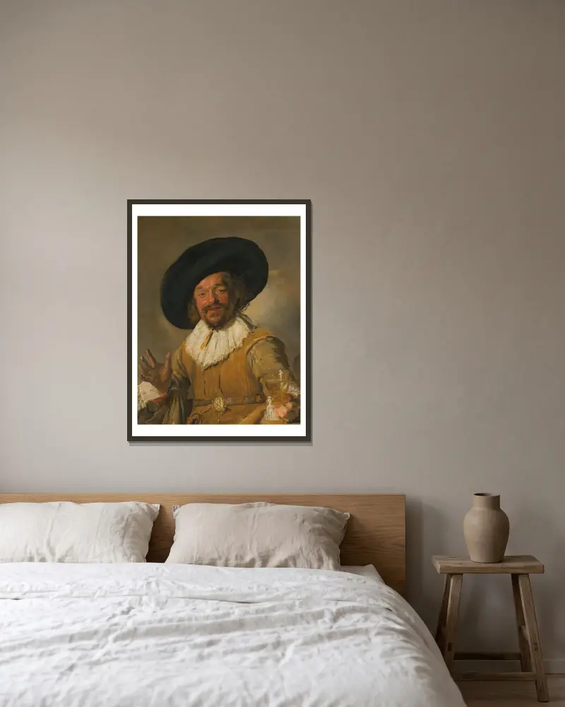 A Militiaman Holding a Berkemeyer, Known as the ‘Merry Drinker’ av Frans Hals inramad på en vägg