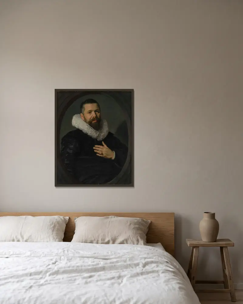 Portrait of a Bearded Man with a Ruff av Frans Hals inramad på en vägg
