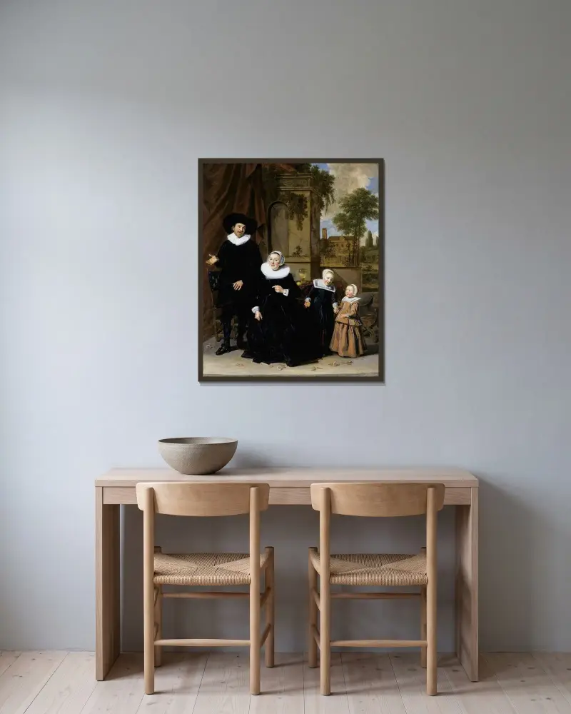 Portrait of a Dutch Family av Frans Hals inramad på en vägg