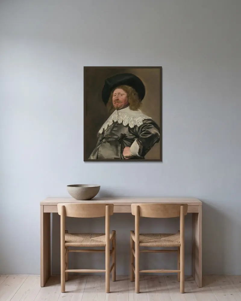 Portrait of a Man, Possibly Nicolaes Pietersz Duyst van Voorhout (born about 1600, died 1650) av Frans Hals inramad på en vägg