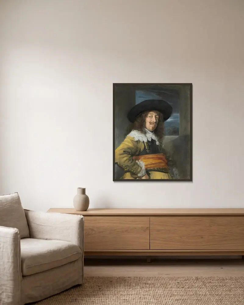Portrait of a Member of the Haarlem Civic Guard av Frans Hals inramad på en vägg