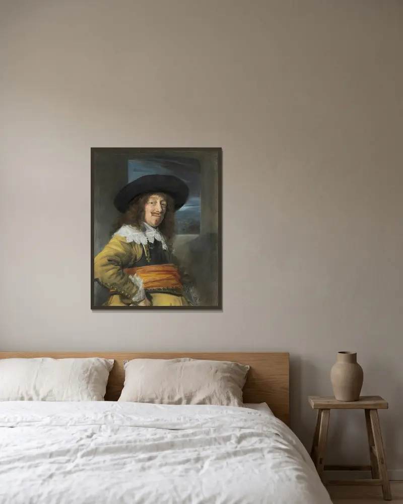 Portrait of a Member of the Haarlem Civic Guard av Frans Hals inramad på en vägg