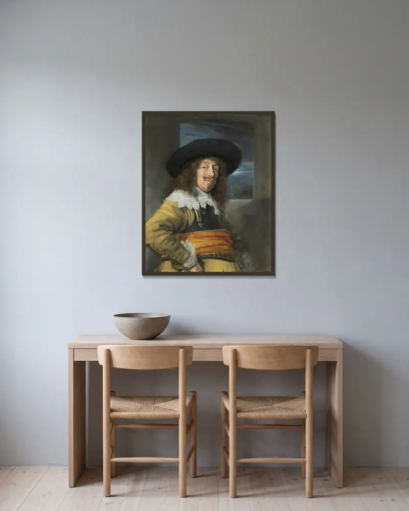 Portrait of a Member of the Haarlem Civic Guard av Frans Hals inramad på en vägg