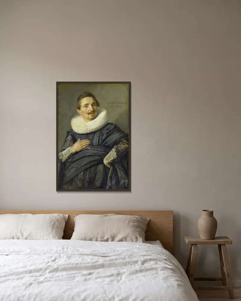 Portrait of a Young Cavalier av Frans Hals inramad på en vägg