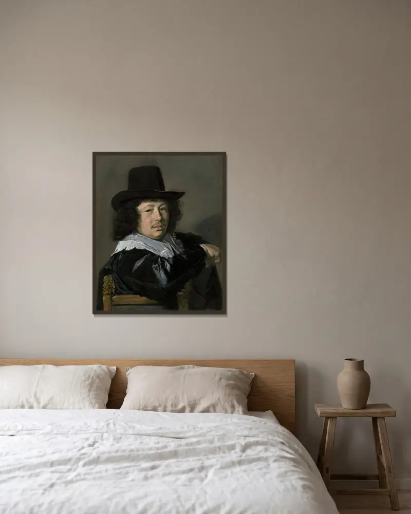 Portrait of a Young Man av Frans Hals inramad på en vägg