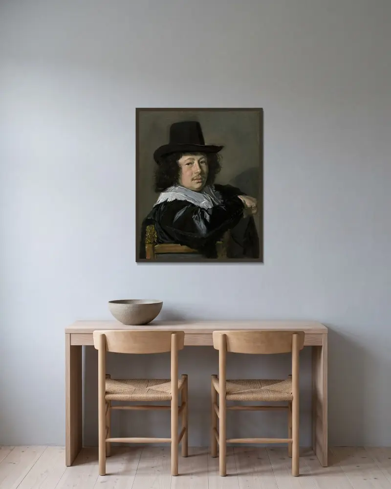 Portrait of a Young Man av Frans Hals inramad på en vägg