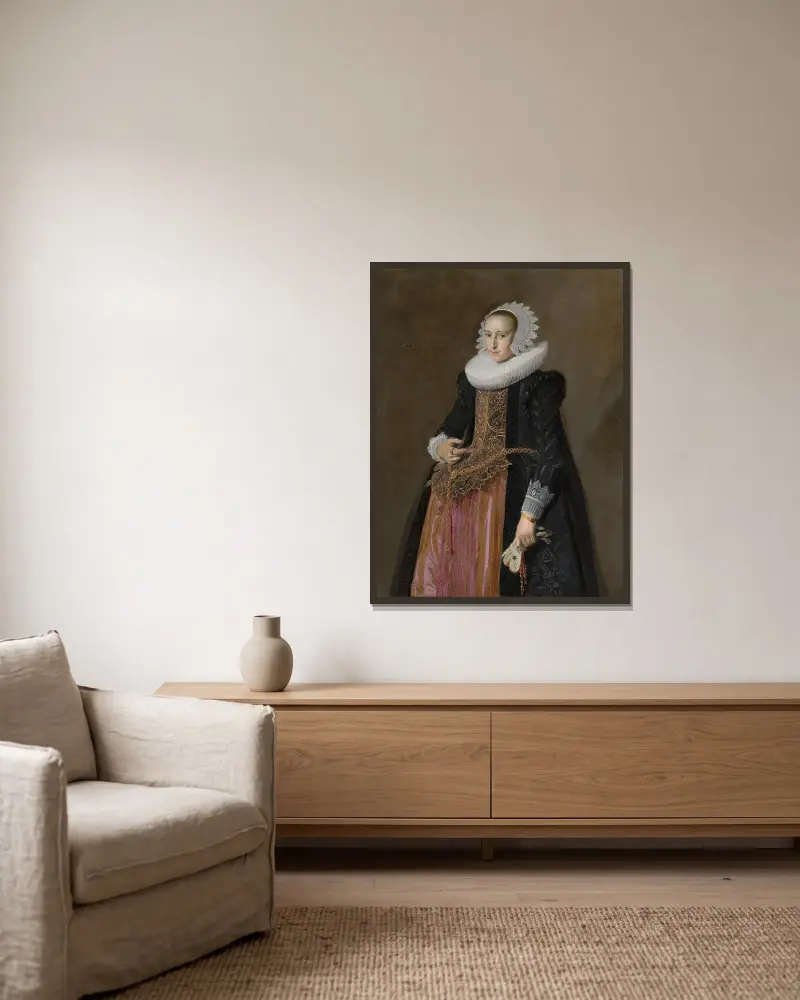 Portrait of Aletta Hanemans av Frans Hals inramad på en vägg