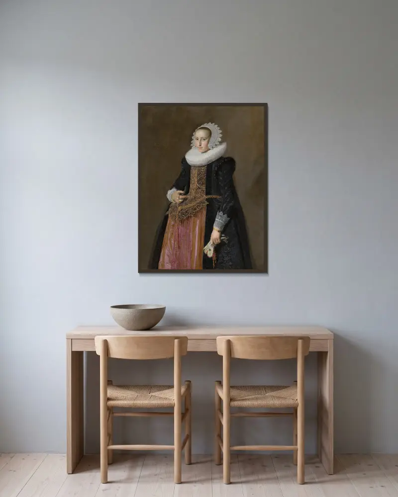 Portrait of Aletta Hanemans av Frans Hals inramad på en vägg