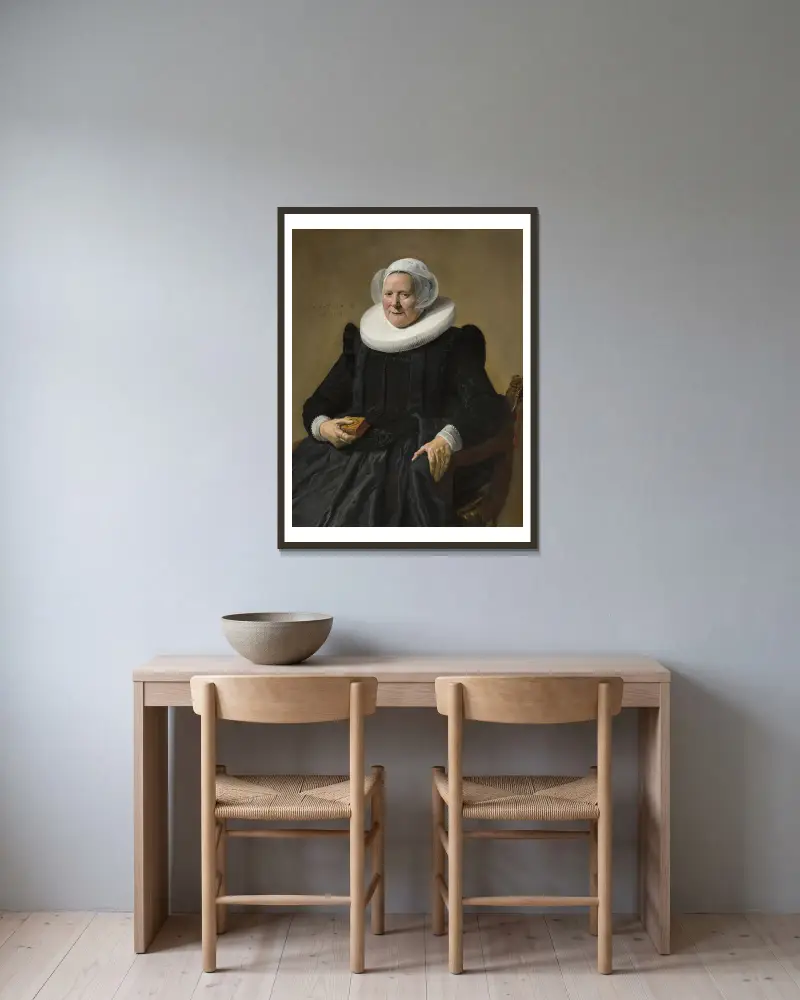 Portrait of an Elderly Lady av Frans Hals inramad på en vägg