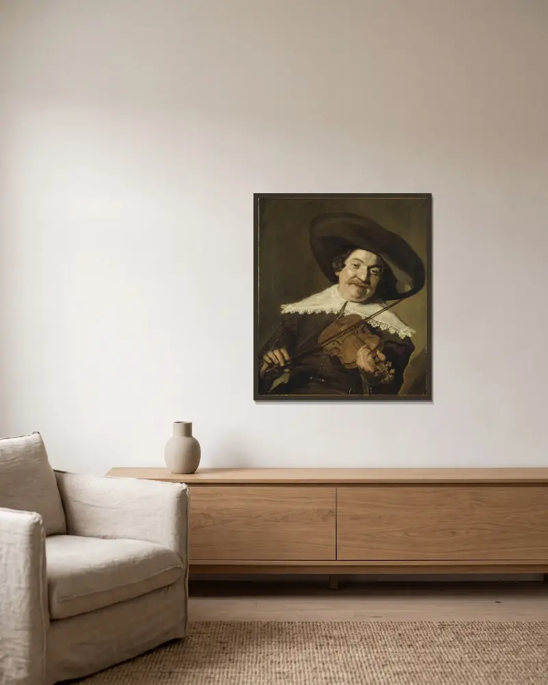 Portrait of Daniel van Aken av Frans Hals inramad på en vägg