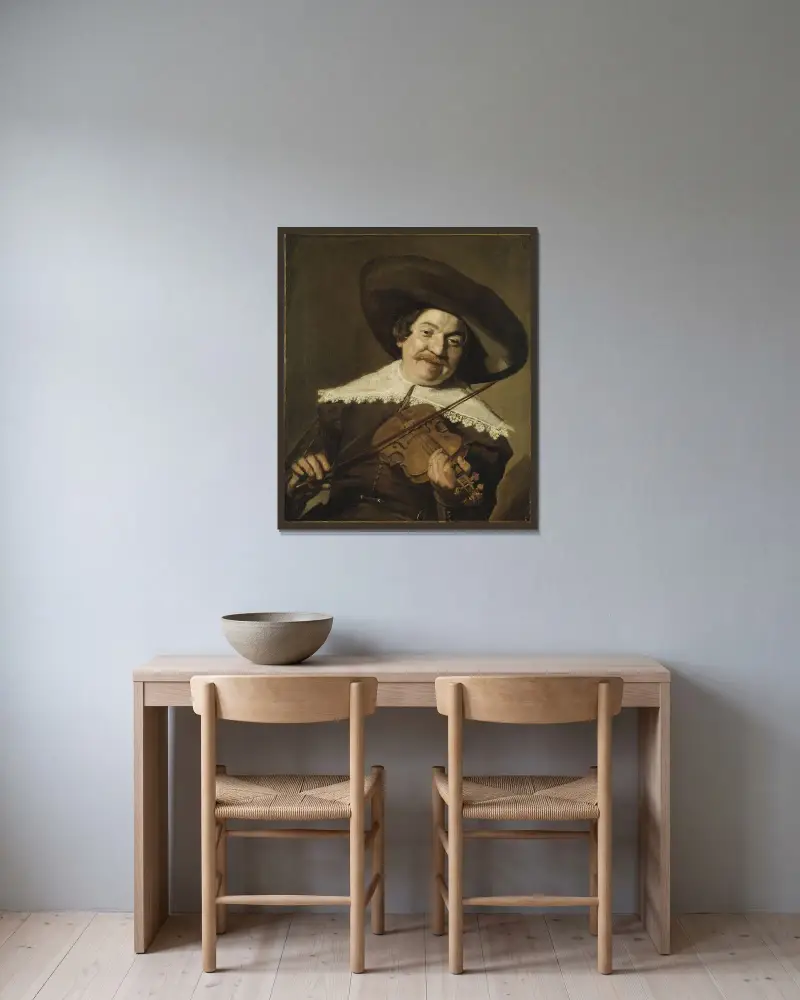 Portrait of Daniel van Aken av Frans Hals inramad på en vägg