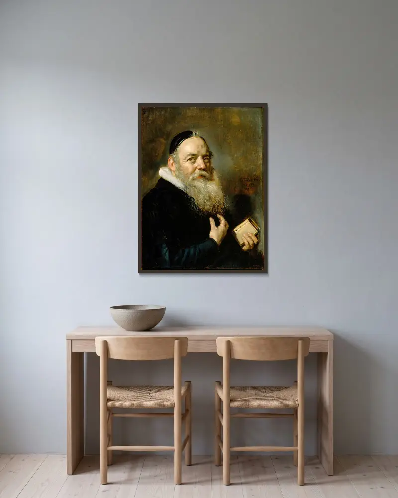 Porträt von Hendrik Swalmius von Frans Hals gerahmt an einer Wand
