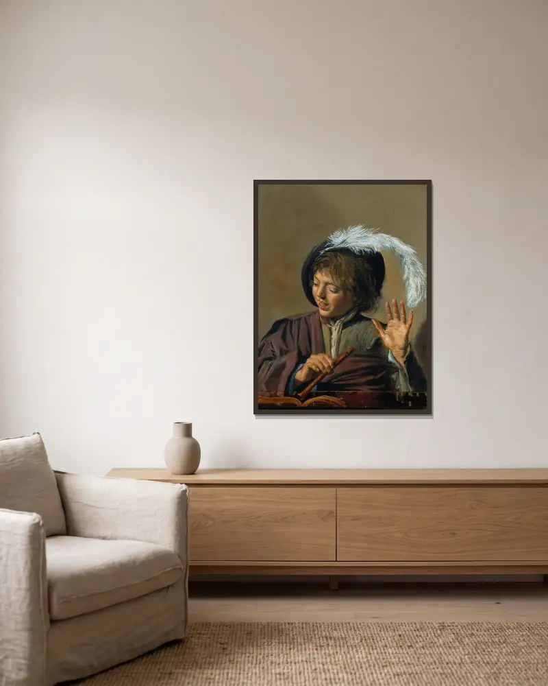 Śpiewający chłopiec z fletem, Frans Hals w ramie na ścianie
