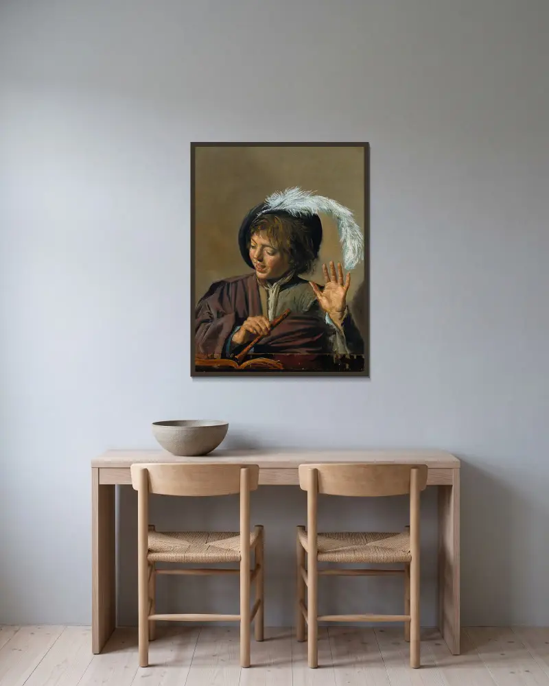 Śpiewający chłopiec z fletem, Frans Hals w ramie na ścianie