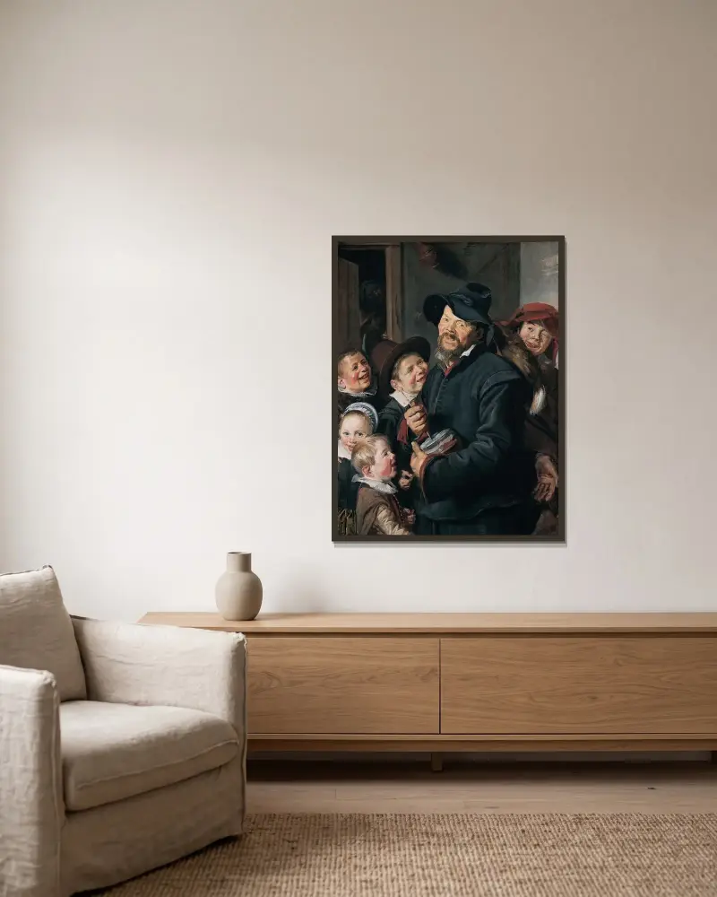 Hráč na rommelpot, Frans Hals v rámu na stěně