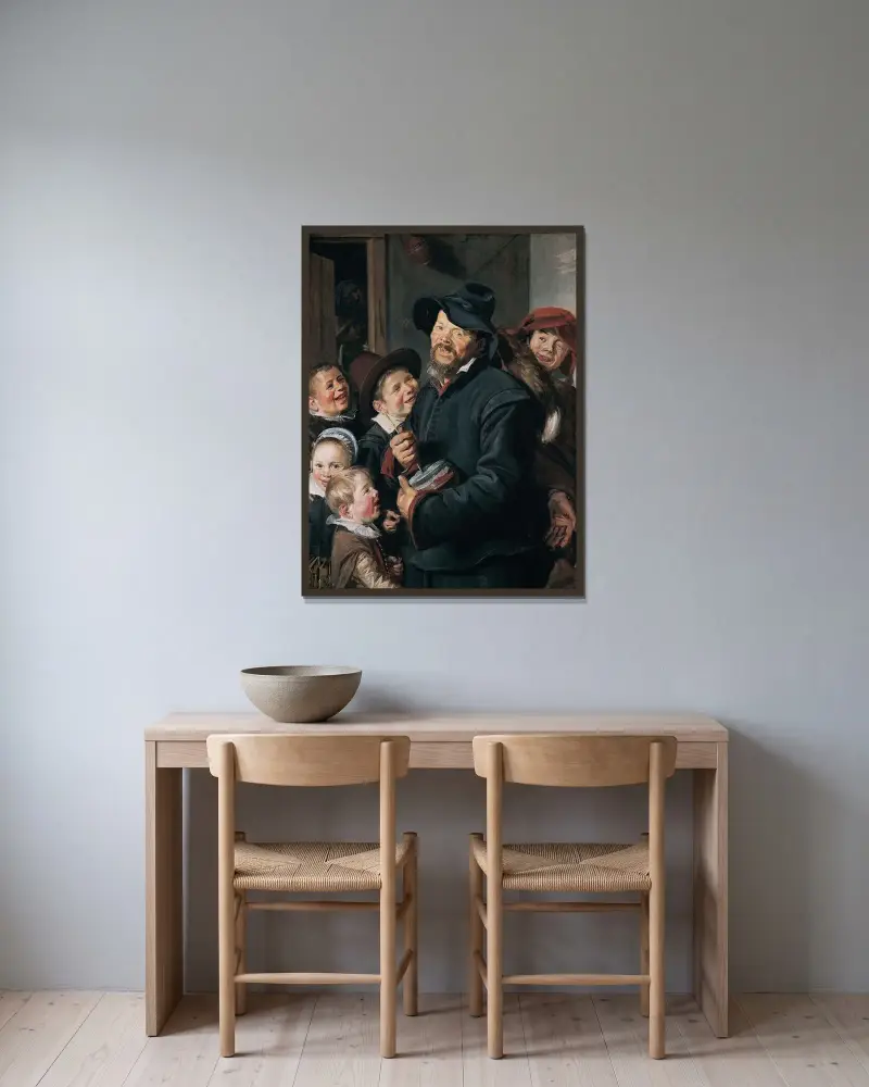 Hráč na rommelpot, Frans Hals v rámu na stěně