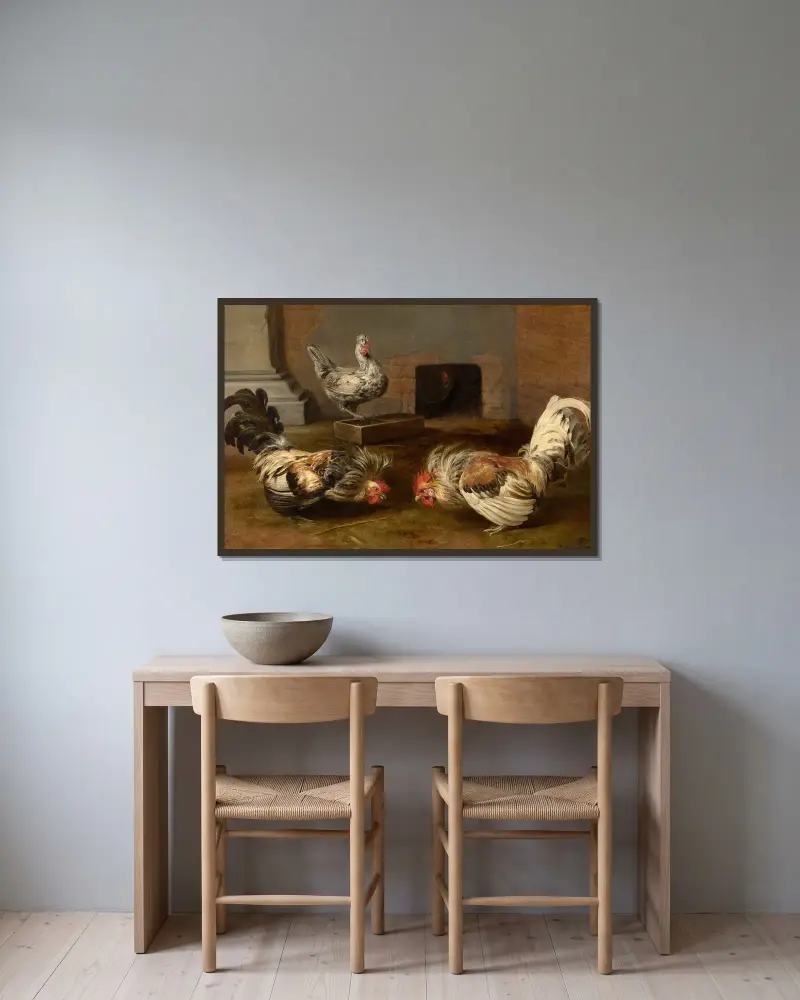 Bojující kohouti, Frans Snyders v rámu na stěně