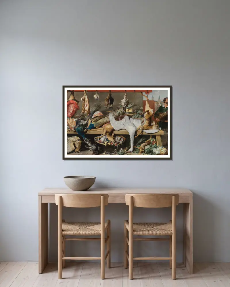 Game Market av Frans Snyders inramad på en vägg