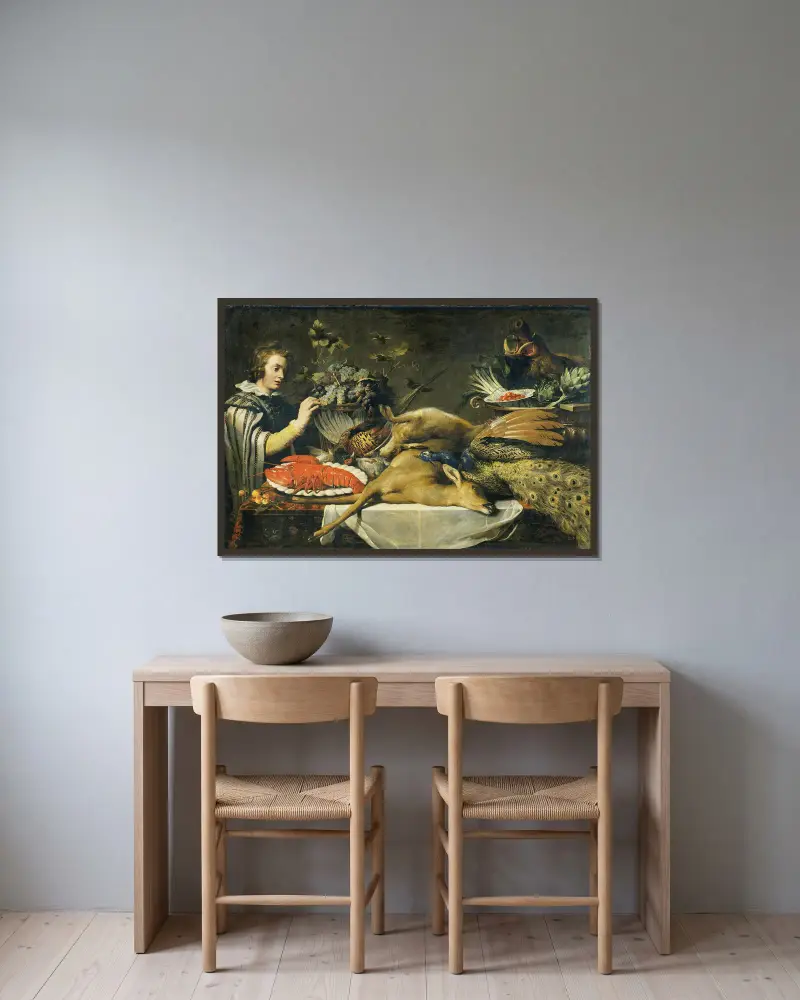 Pantry Scene with a Page (probably 1612) av Frans Snyders inramad på en vägg