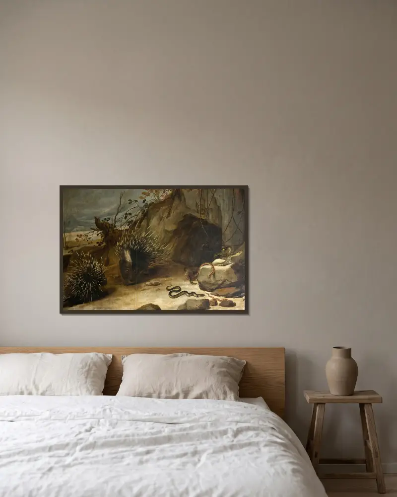 Porcupines and vipers av Frans Snyders inramad på en vägg