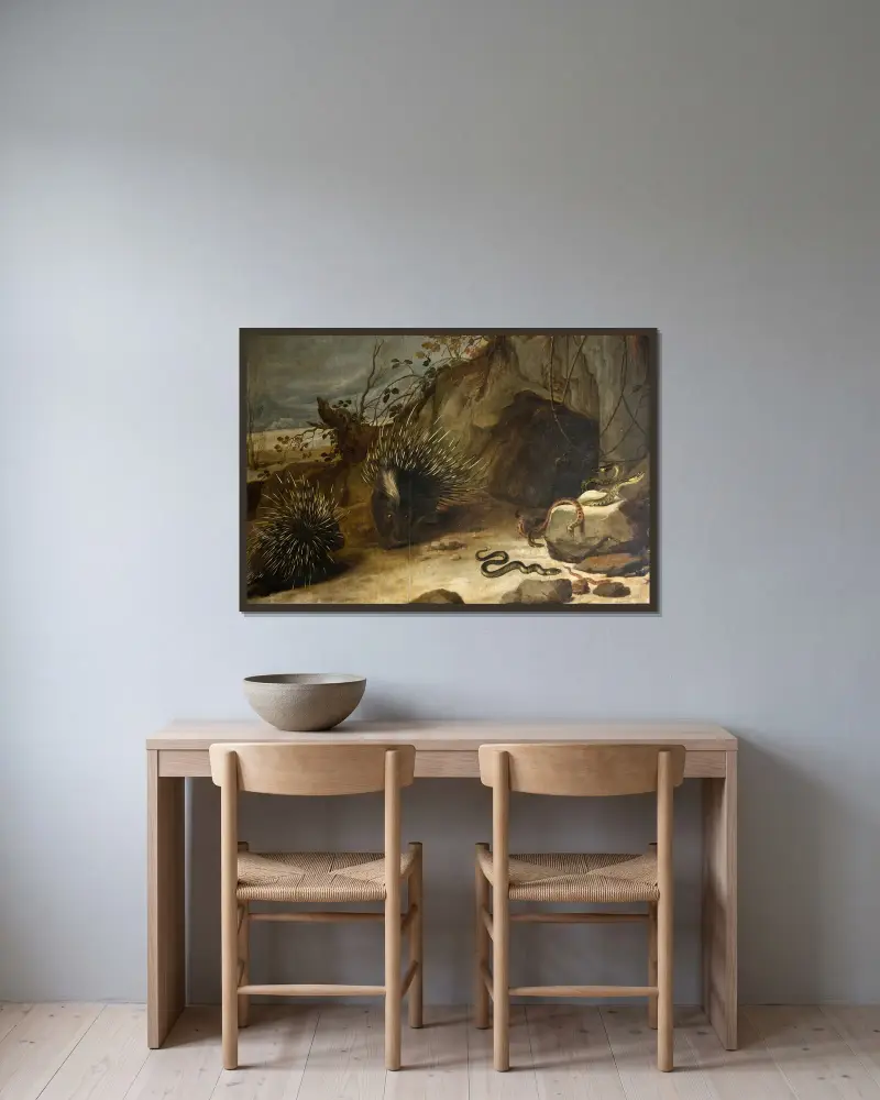Porcupines and vipers av Frans Snyders inramad på en vägg