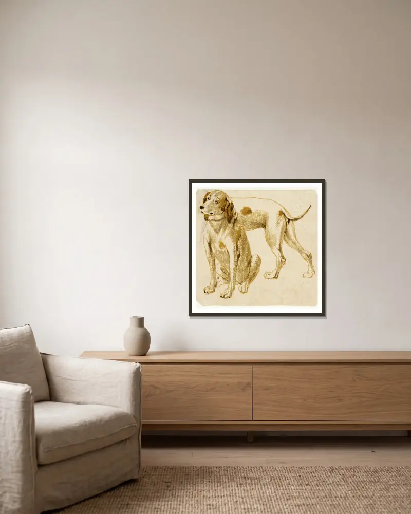 Studies of Dogs – nr 3 av Frans Snyders inramad på en vägg