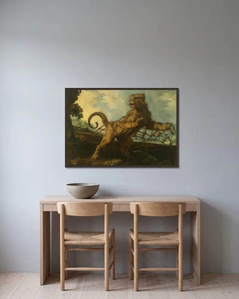 The Lion And The Mouse av Frans Snyders inramad på en vägg