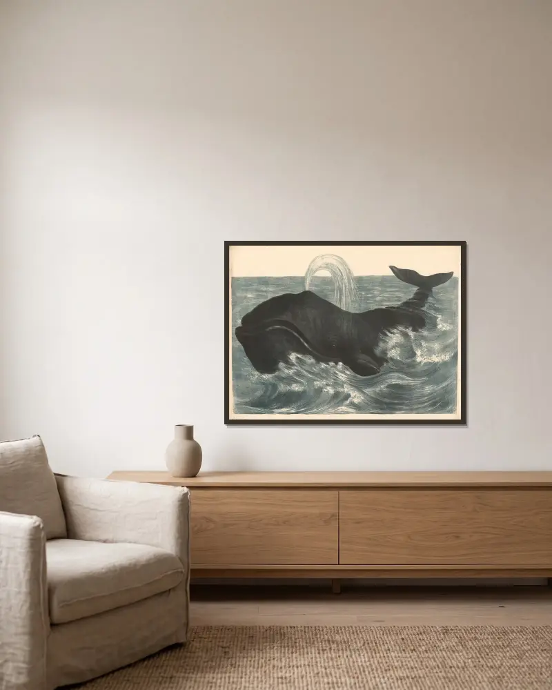 Der Walfisch (Balaena mysticetus) von Franz Engleder gerahmt an einer Wand