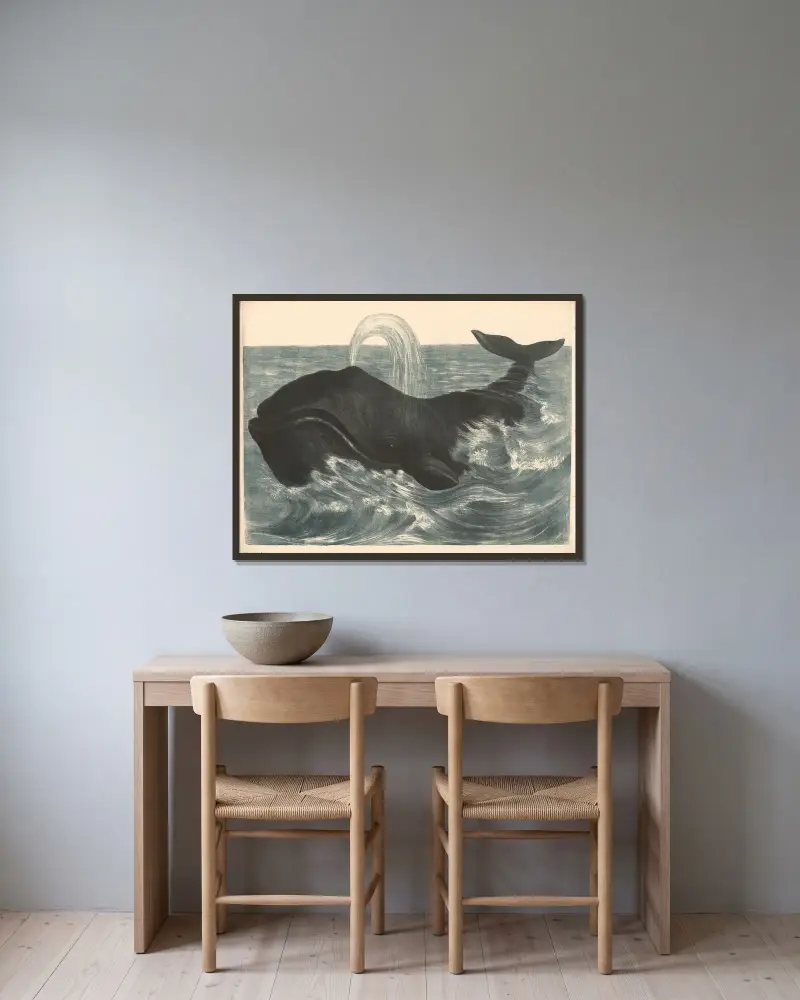 Der Walfisch (Balaena mysticetus) von Franz Engleder gerahmt an einer Wand