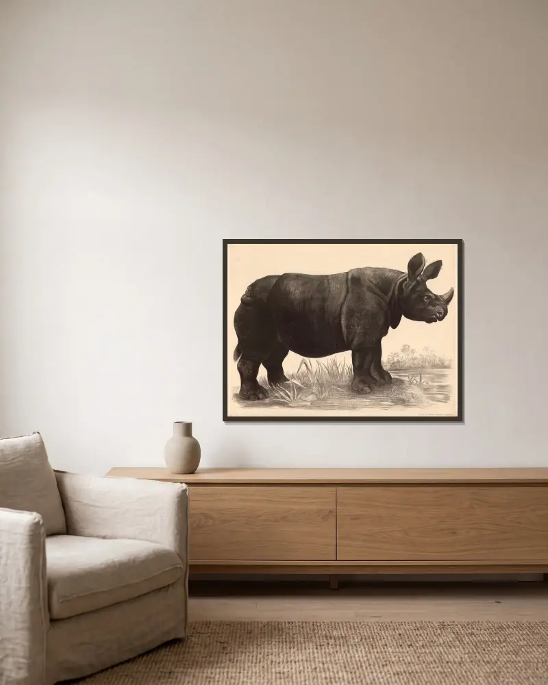 Nosorožec (Rhinoceros indicus), Franz Engleder v rámu na stěně