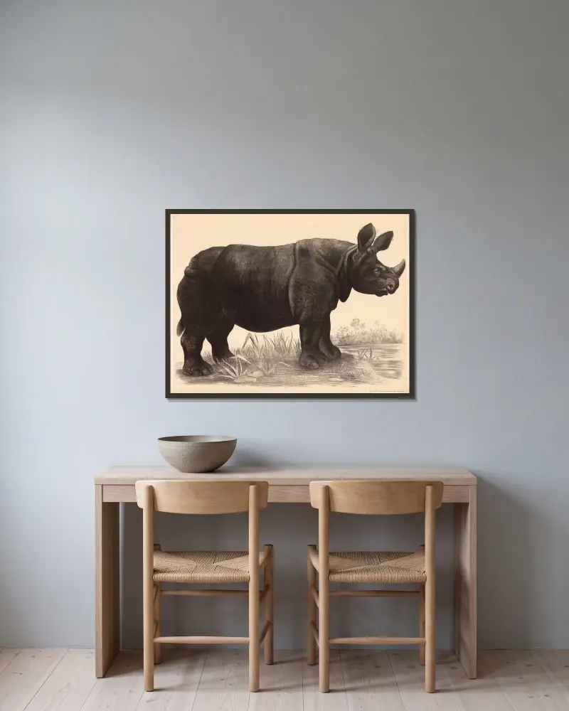 Nosorožec (Rhinoceros indicus), Franz Engleder v rámu na stěně