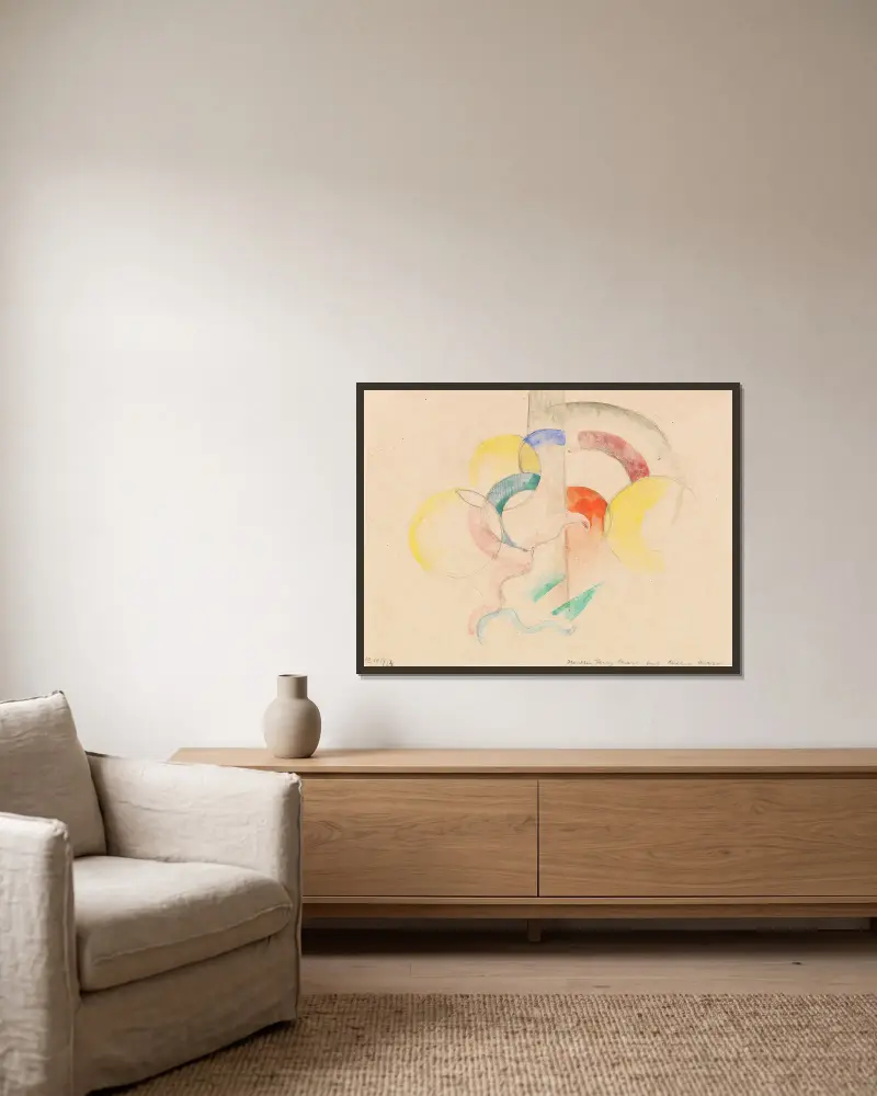 Abstraktes Aquarell I von Franz Marc gerahmt an einer Wand