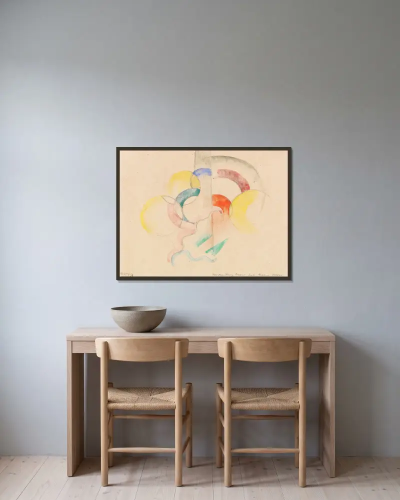 Abstraktes Aquarell I von Franz Marc gerahmt an einer Wand