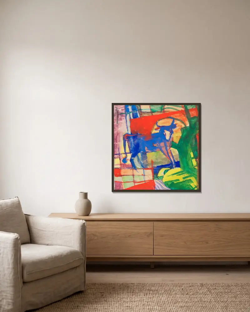 Modrý kráva, Franz Marc v rámu na stěně