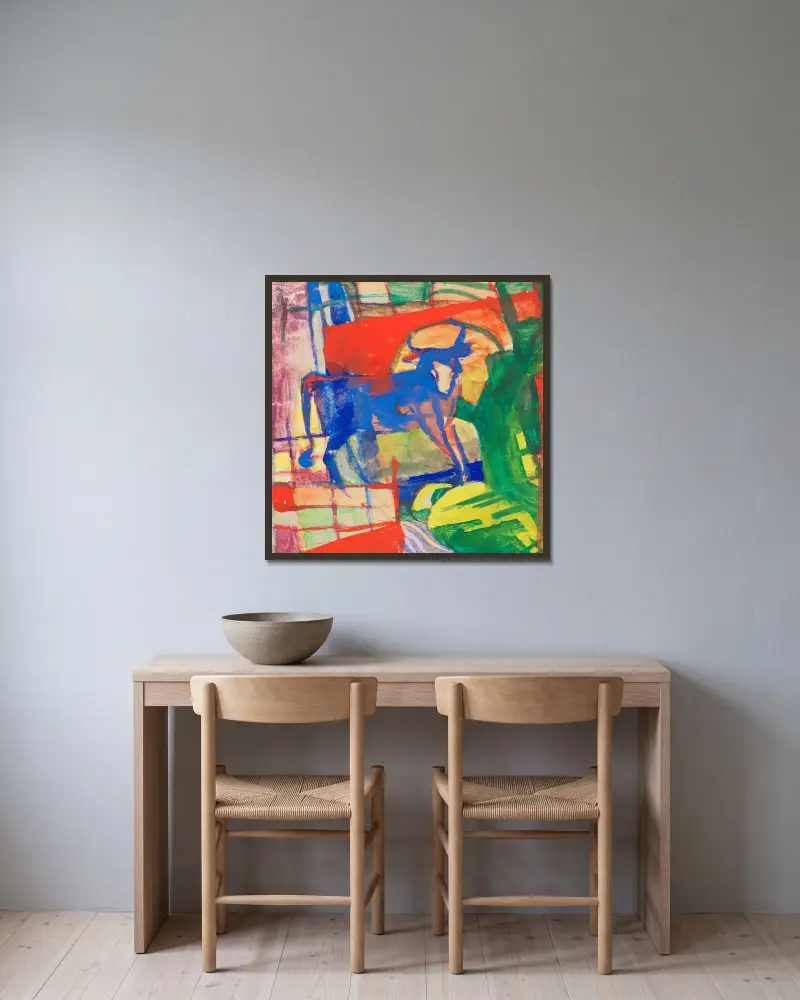 Modrý kráva, Franz Marc v rámu na stěně