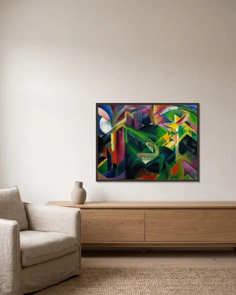 Sarny w ogrodzie klasztornym, Franz Marc w ramie na ścianie